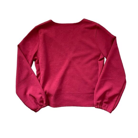 TEXTURE & THREAD MADEWELL Crepe Wrap Top Red Size Small - Picture 3 of 7